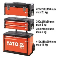 Vozík na nářadí YATO YT-09101 3 sekce 2 zásuvky
